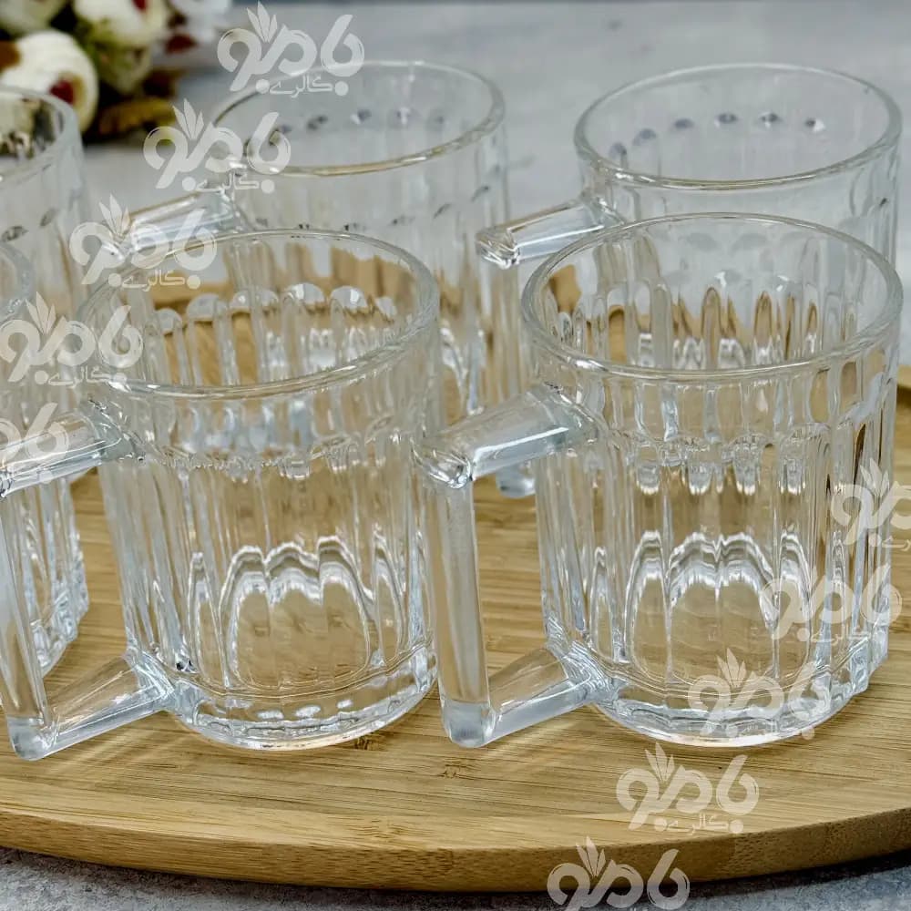 لیوان شیشه ای دسته دار کلاسیک 6عددی — تصویر ۳