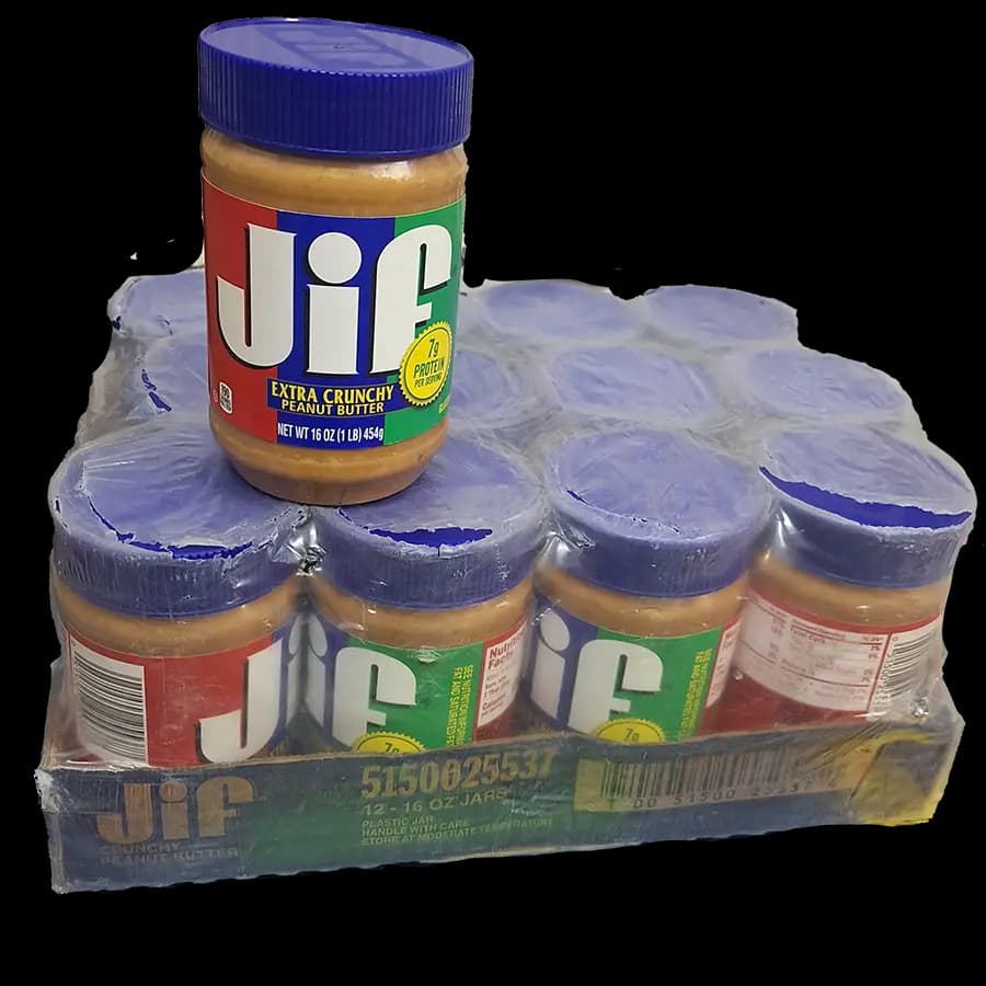 کره بادام زمینی جیف (jif) اکسترا کرانچی آبی رنگ بدون گلوتن 454 گرمی – عمده جعبه 12 عددی