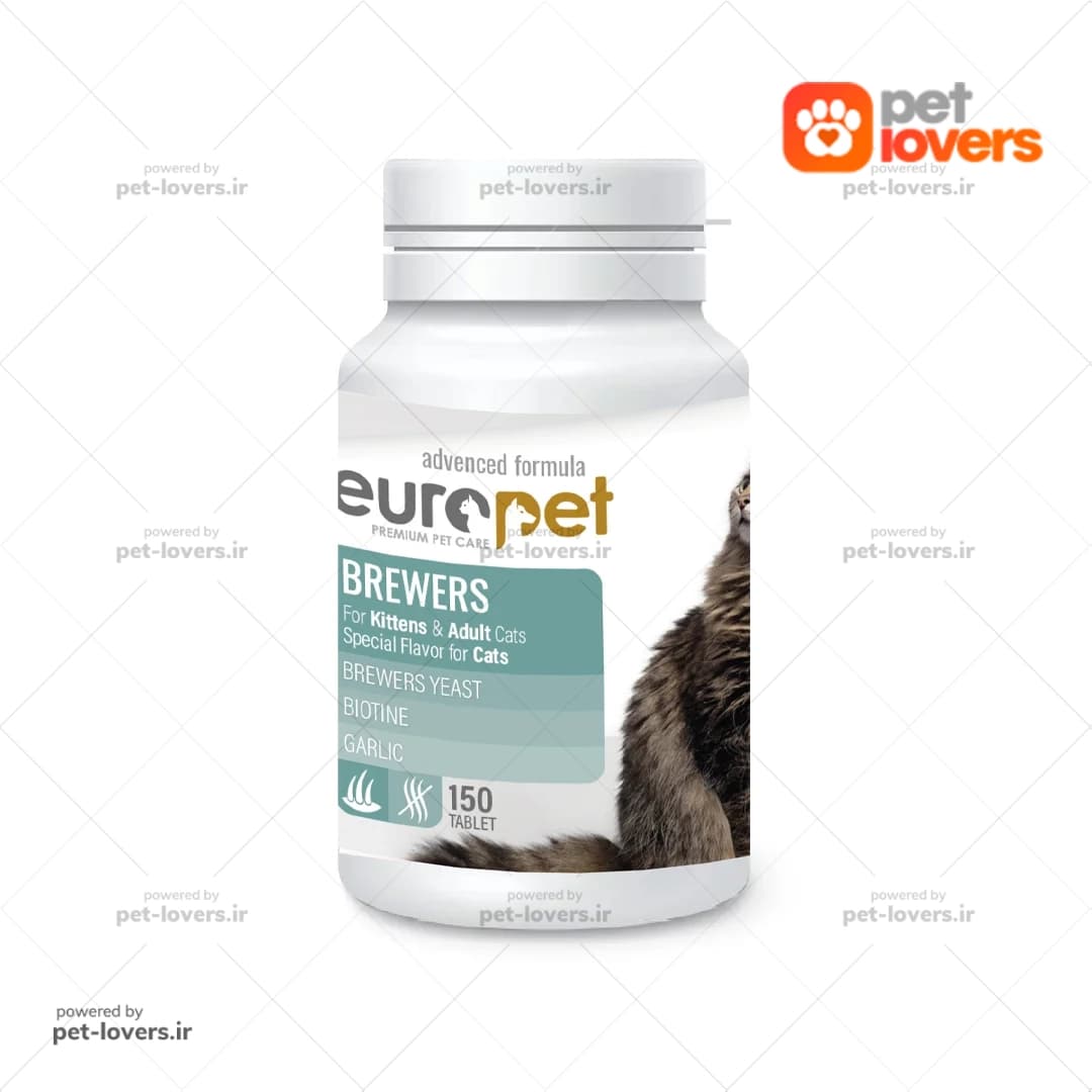 قرص تقویت پوست و مو گربه یوروپت Europet Cat Brewers Tablet – بسته 150 عددی