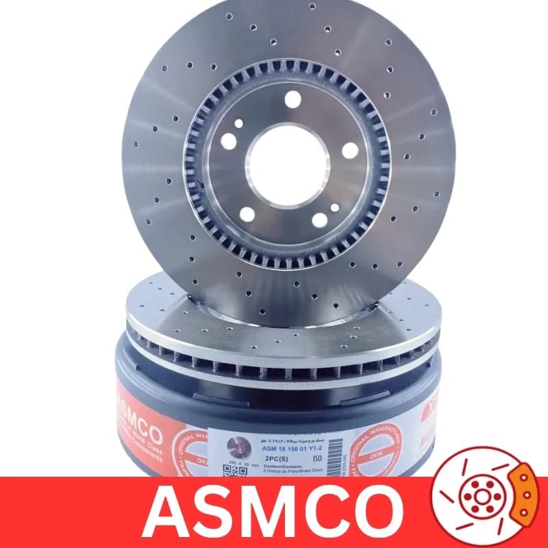 دیسک چرخ جلو توسان 2007 تا 2010 سوراخ دار برند آسمکو ASMCO (2 عددی)