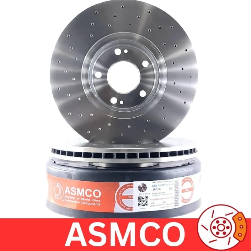دیسک چرخ جلو کیا سورنتو 2017 سوراخ دار برند آسمکو ASMCO (2 عددی)
