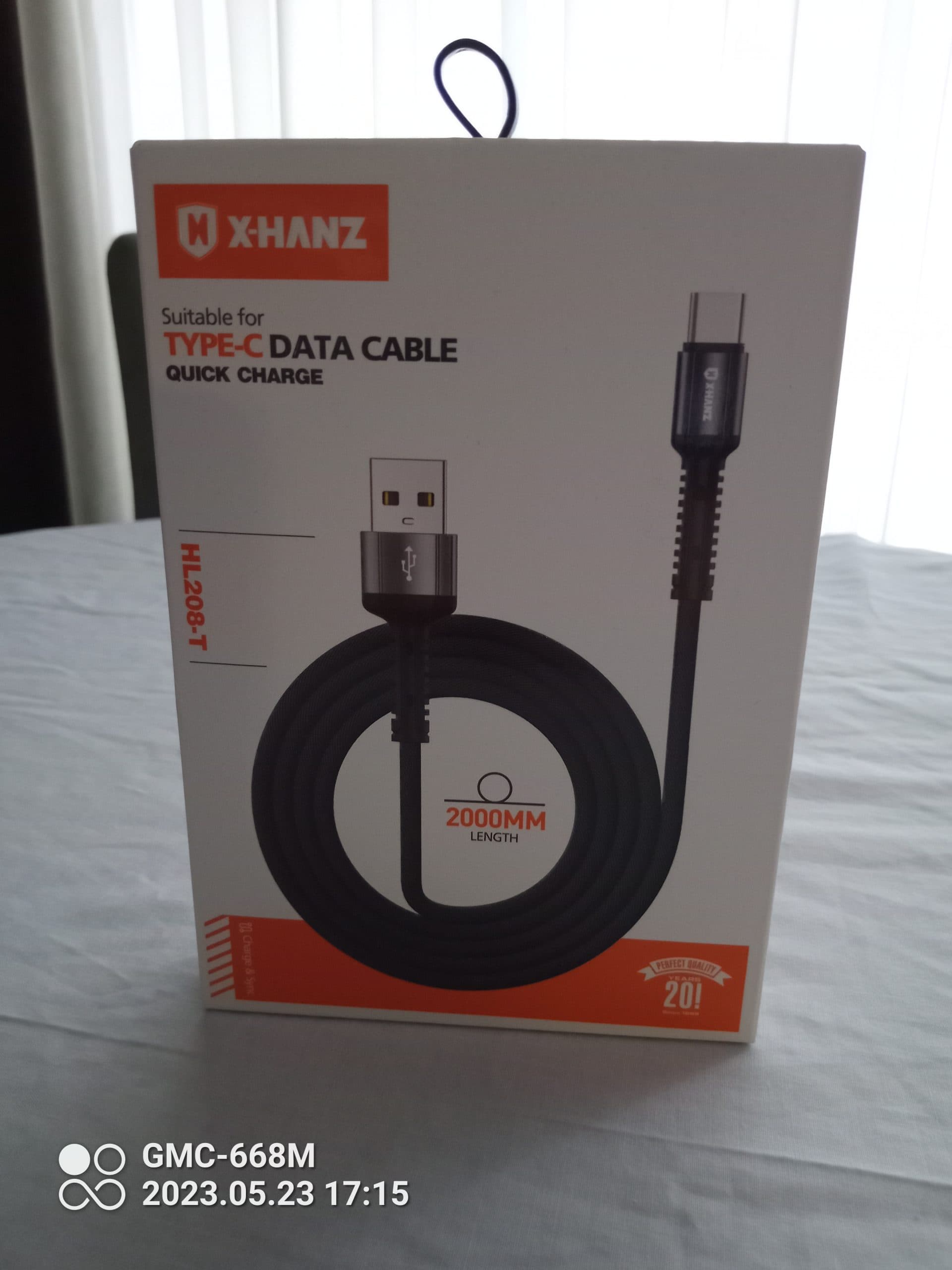 کابل 2متری تایپ سی XHANZمدلHL208-T
