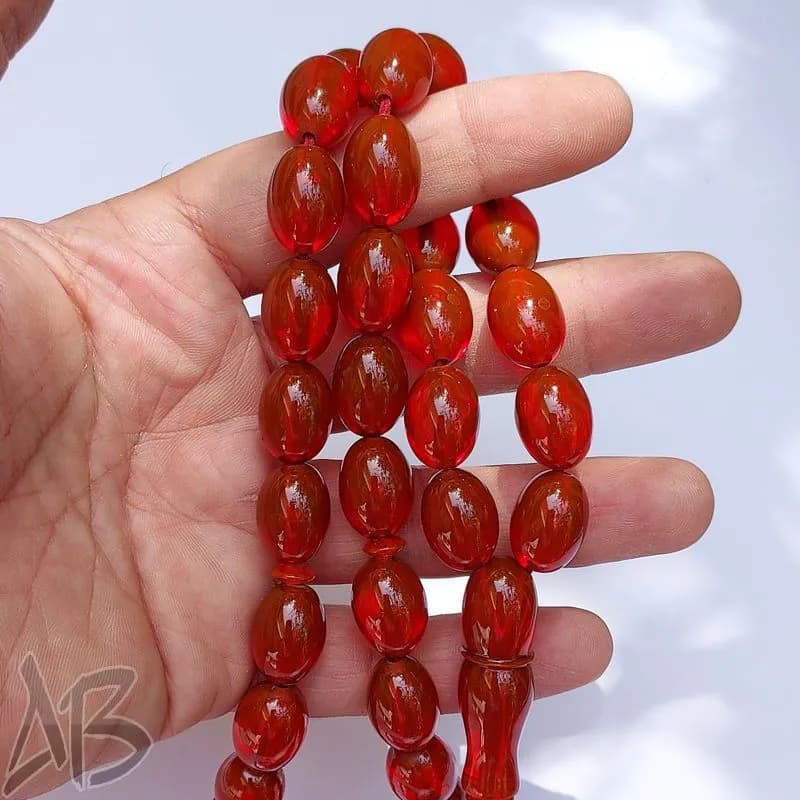 تسبیح سندلوس 33 دانه بودار تراش بیضی خوش تراش و بسیار زیبا کد 873 آقابزرگ — تصویر ۵