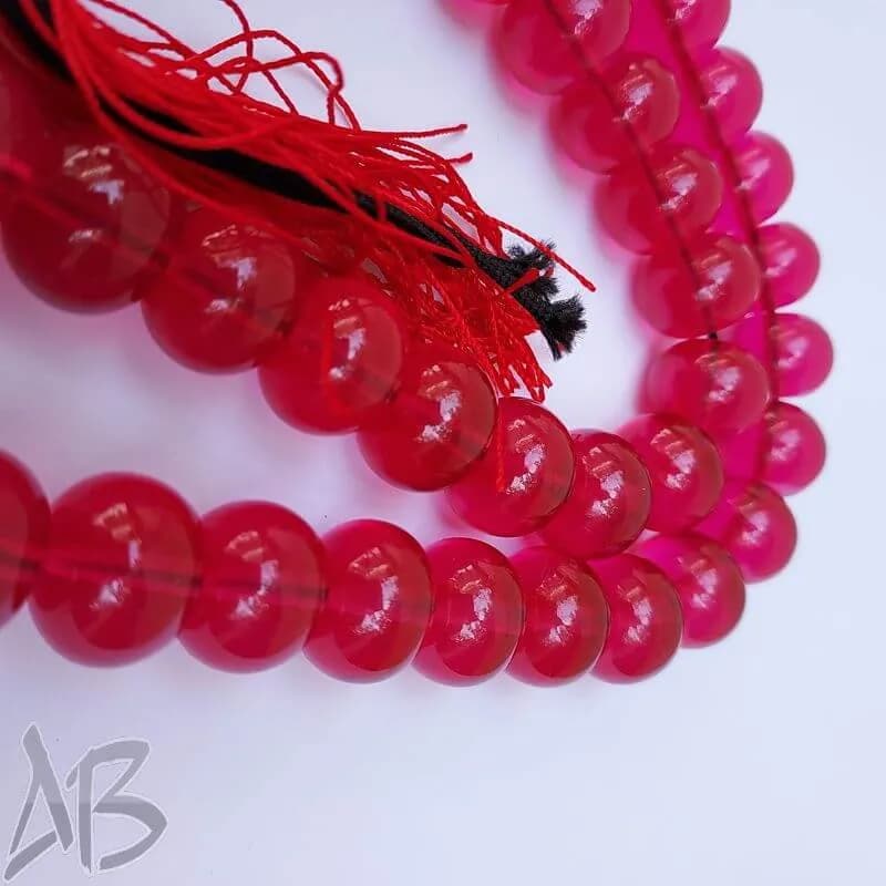 تسبیح سندلوس 33 دانه بودار اپالین خوشرنگ چرتکه ای تراش کردستان کد 860 آقابزرگ — تصویر ۳