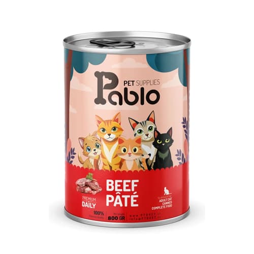 کنسرو گربه بالغ پابلو پته گوشت گاو Pablo وزن 430 گرم