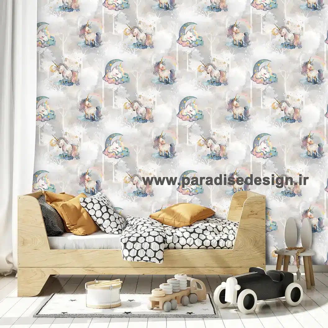 کاغذ دیواری کودک اسب تک شاخ کد D13