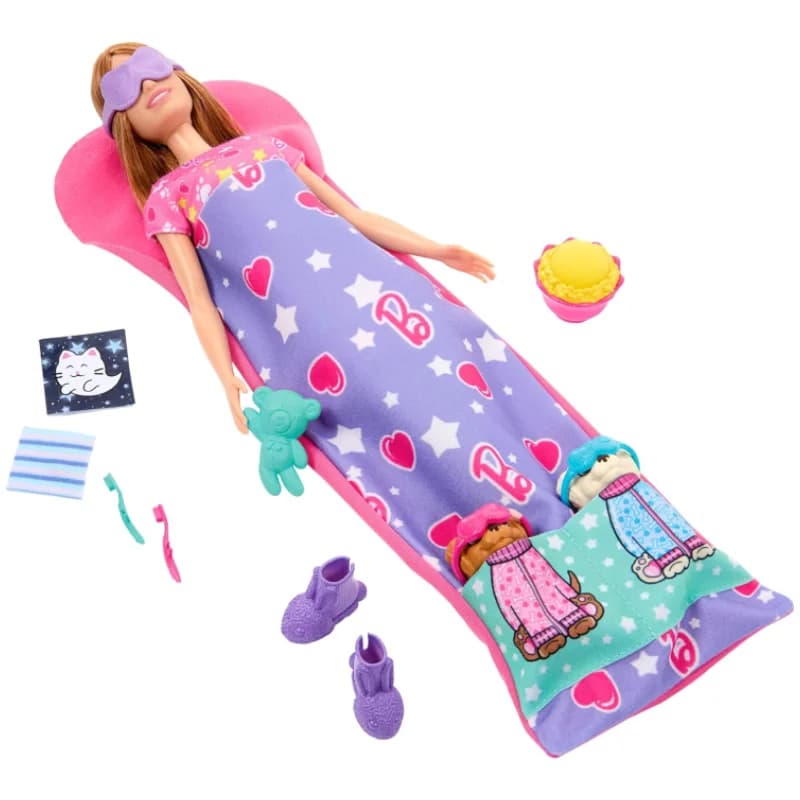 عروسک باربی مدل Barbie and Her Puppies Pjama Party کدHXN01MAT — تصویر ۳