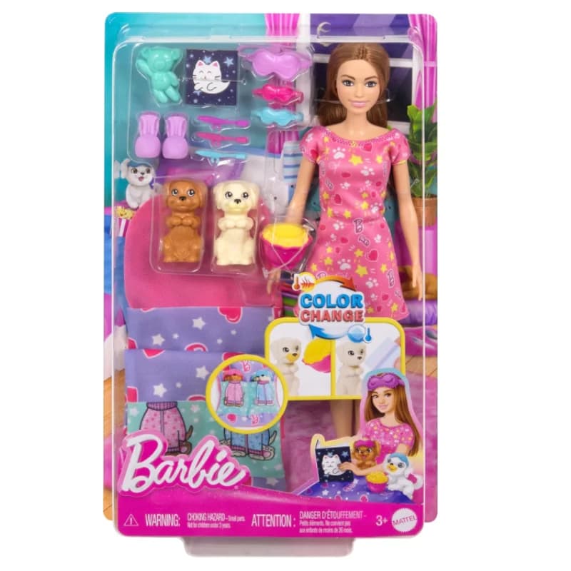 عروسک باربی مدل Barbie and Her Puppies Pjama Party کدHXN01MAT — تصویر ۵