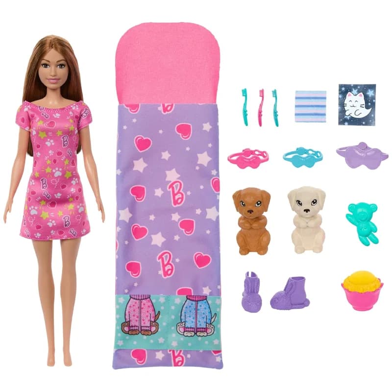 عروسک باربی مدل Barbie and Her Puppies Pjama Party کدHXN01MAT — تصویر ۴