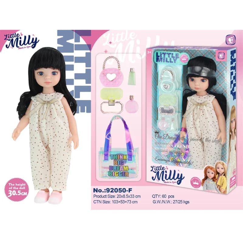 عروسک little milly مدل لباس سفید خال خالی کد 92050-b