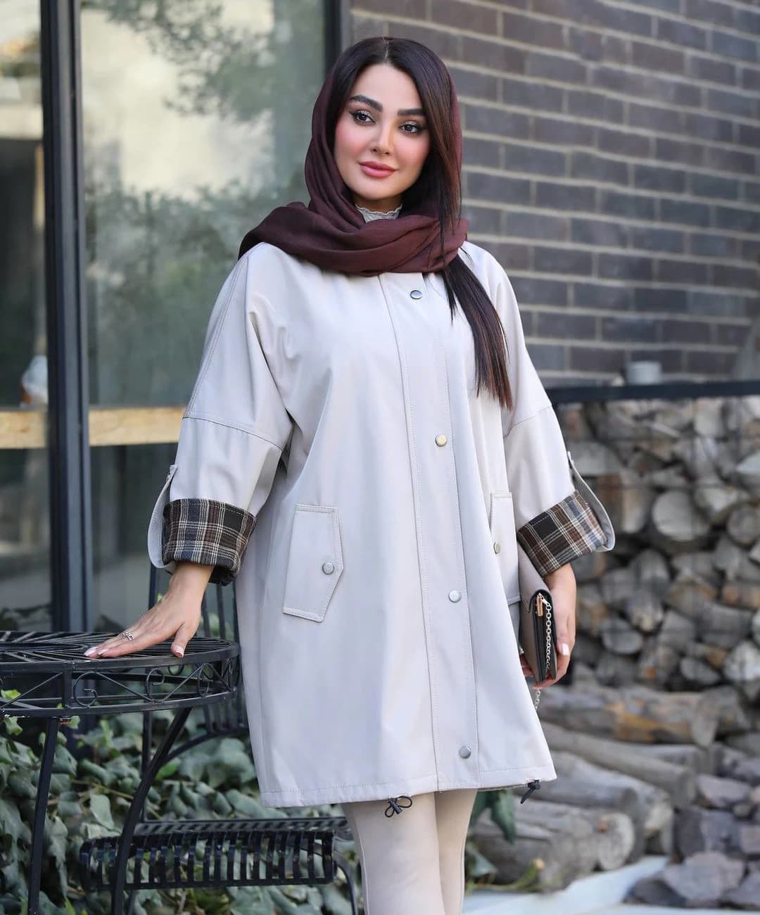 بارانی کتان مخمل پشت بلدینگ مدل آکان |کد:5078 — تصویر ۲
