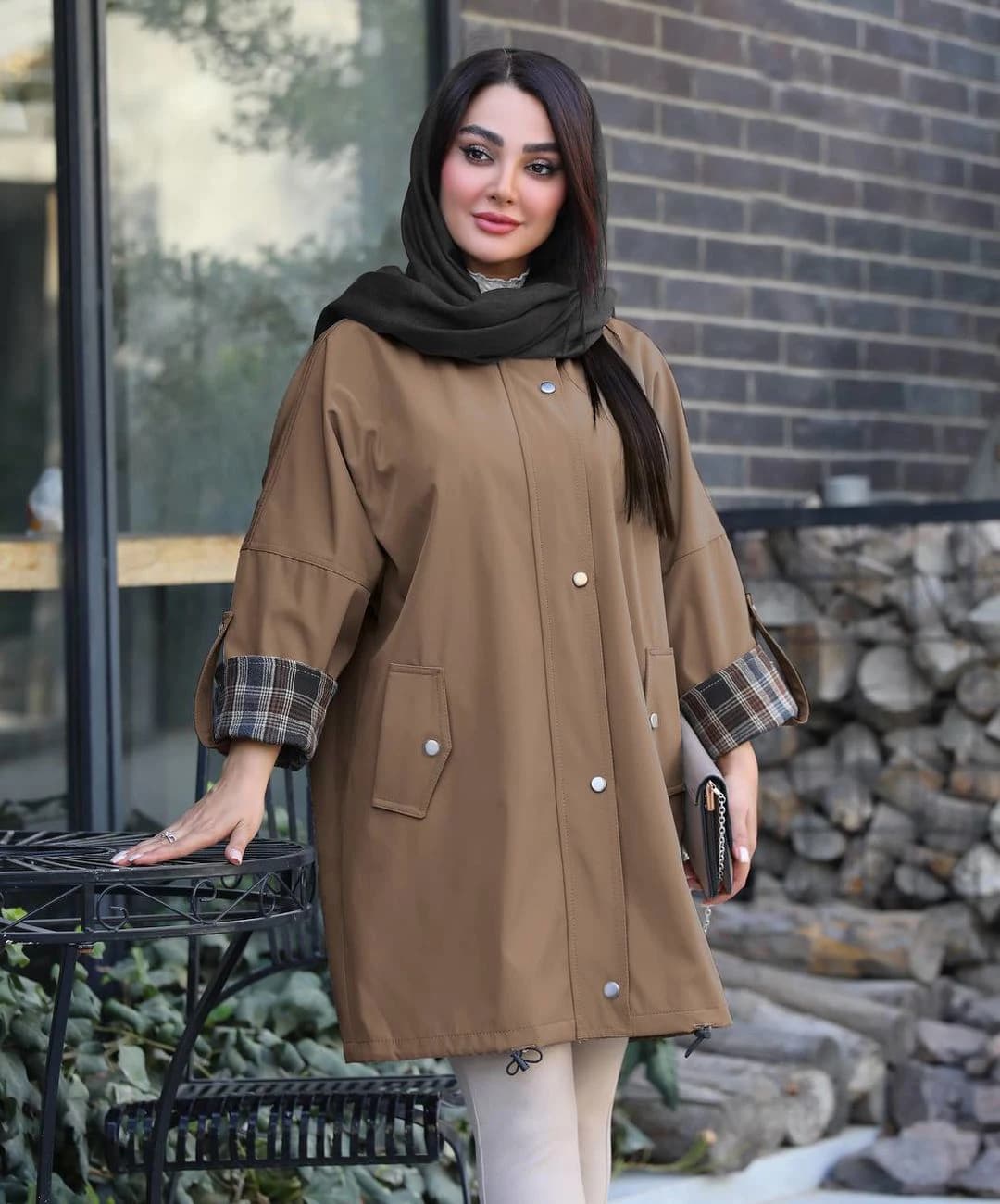 بارانی کتان مخمل پشت بلدینگ مدل آکان |کد:5078 — تصویر ۳