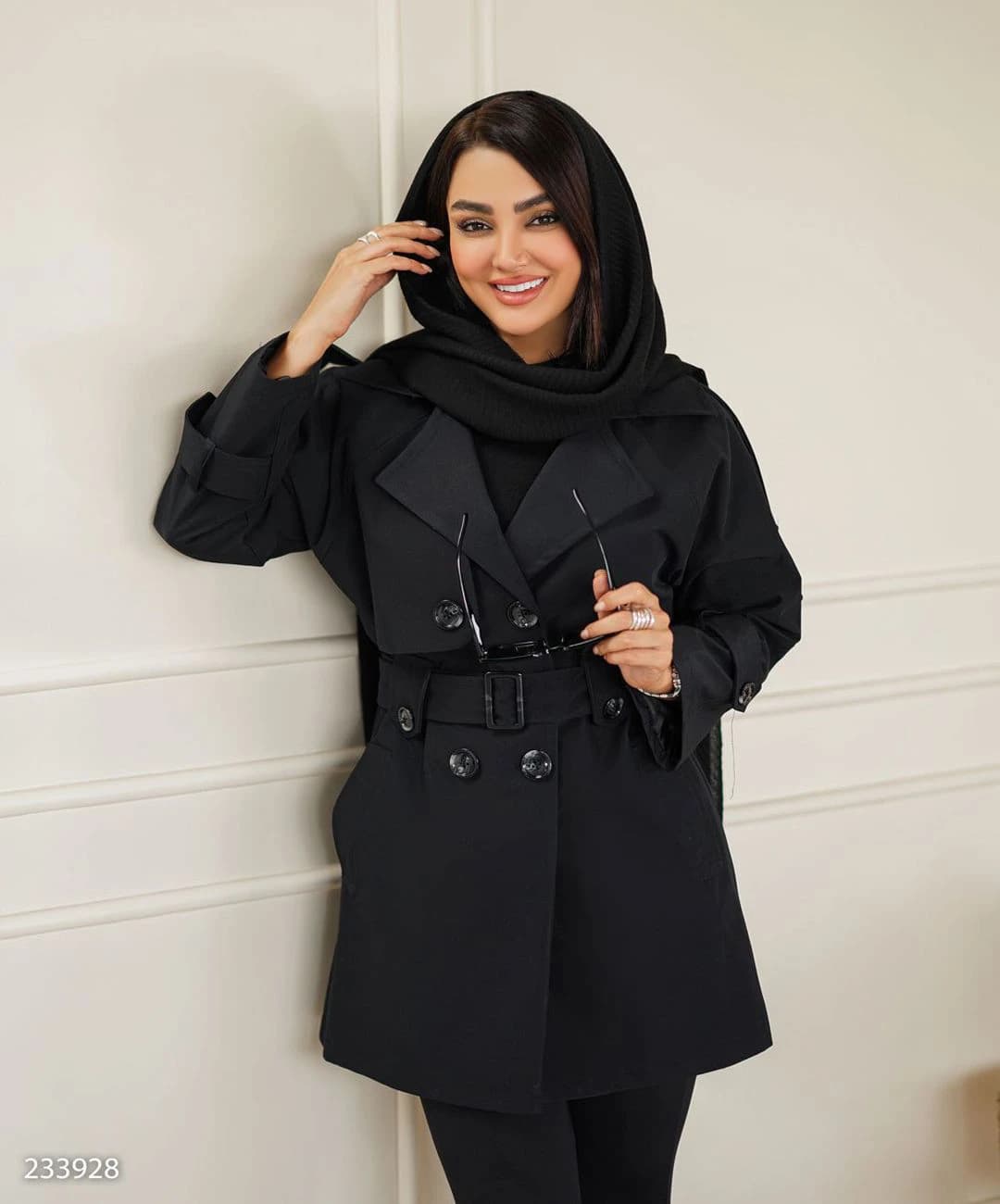 بارانی کوتاه آستردار کتان تی سی مدل چیترا |کد:5045 — تصویر ۵