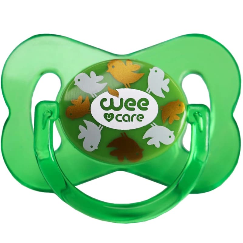 پستانک ارتودنسی وی کر مدل شفاف چاپدار دربدار پروانه سایز6تا12ماه (Wee Care-P128)