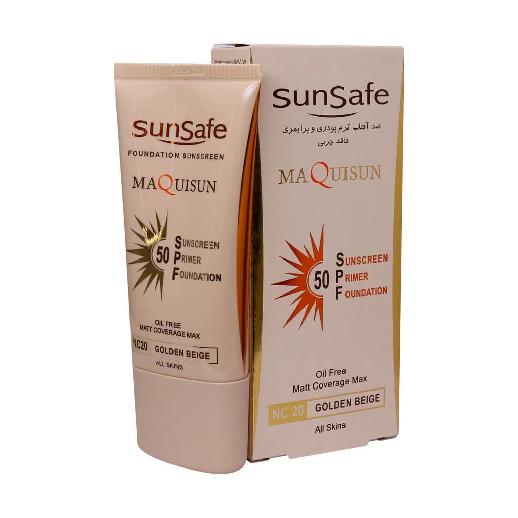 کرم ضد افتاب کرم پودری سان سیف فاقد چربی (مکیسان) بژ وانیلی SPF50