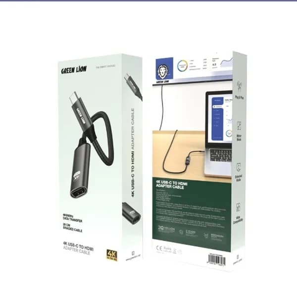 کابل تبدیل USB-C به HDMI گرین لاین GN4KCTHDMIBK — تصویر ۲