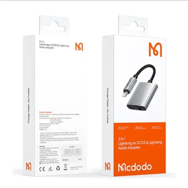 تبدیل لایتنینگ به جک 3.5 میلیمتری و لایتنینگ مک دودو 2in1 DC3.5 CA-5540 — تصویر ۲