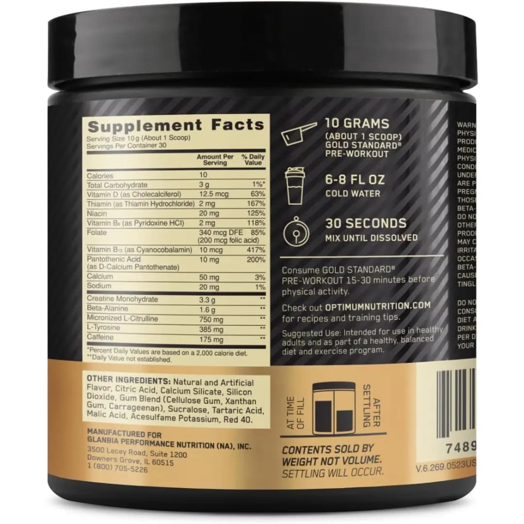 گلد استاندارد پری ورک اوت اوپتیموم Optimum Gold Standard Pre-Workout — تصویر ۴