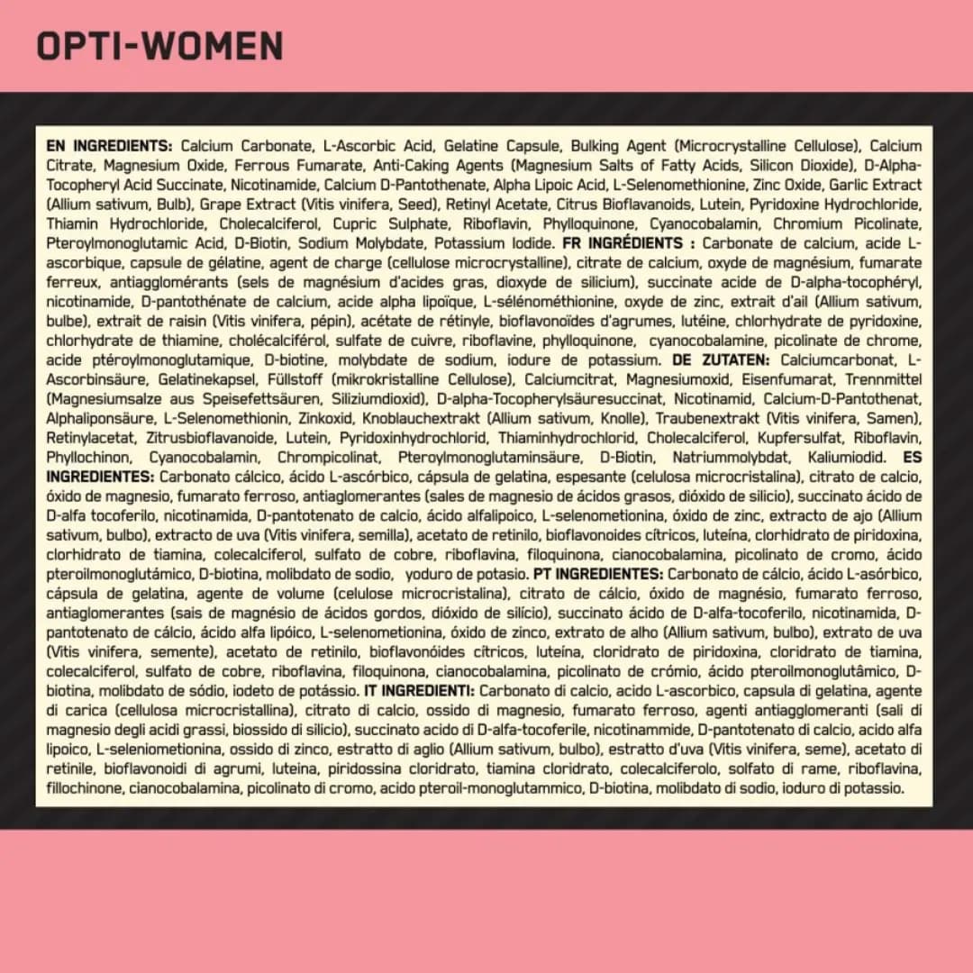 مولتی ویتامین زنانه اپتی ومن اپتیموم ناتریشن Optimum Nutrition Opti-Women — تصویر ۳