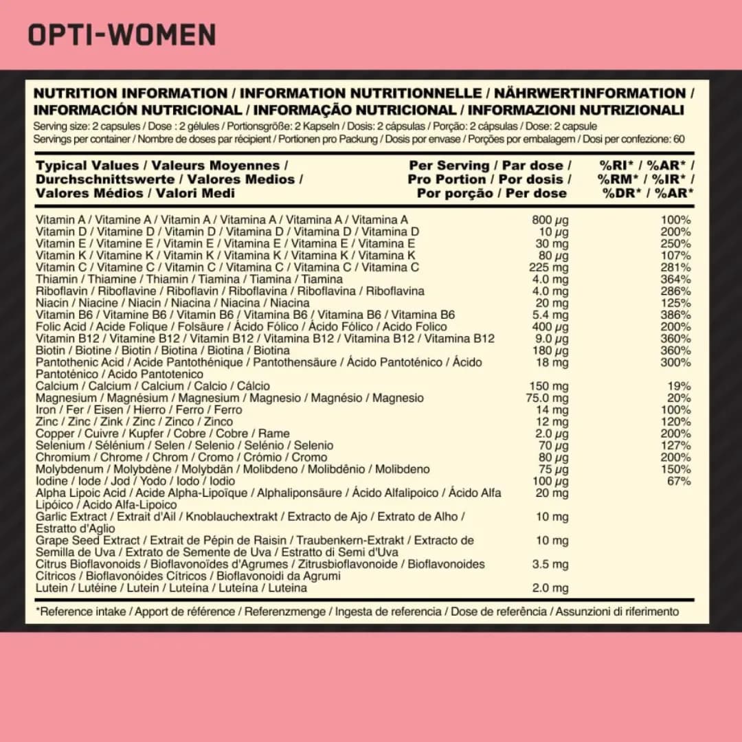 مولتی ویتامین زنانه اپتی ومن اپتیموم ناتریشن Optimum Nutrition Opti-Women — تصویر ۲