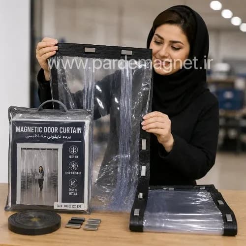 پرده نایلونی مگنتی عرض 270 ارتفاع 255 سانتیمتر | پرده نایلونی مغناطیسی | فروش عمده — تصویر ۶