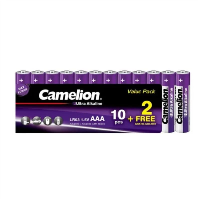 باتری نیم قلمی AAA کملیون (Camelion) مدل LR03 بسته 10 + 2