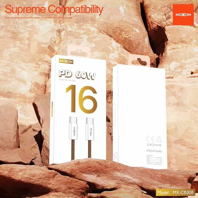 کابل شارژ دوسر Type-C ماکسوم (Moxom) مدل MX-CB308 — تصویر ۲
