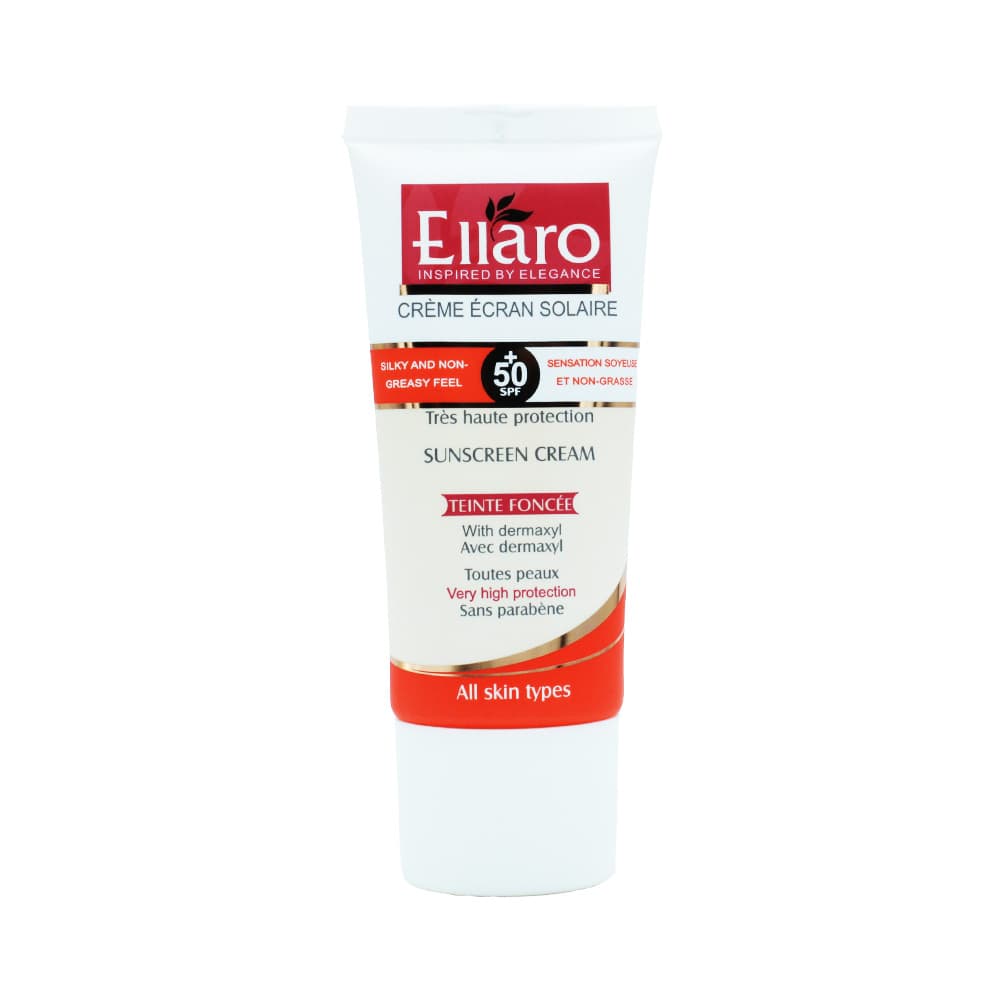 ضد آفتاب الاروELLARO انواع پوست رنگی بژ طبیعی SPF50 50 میل