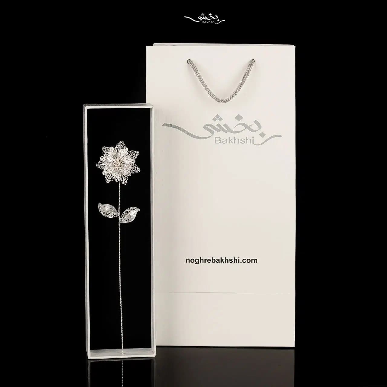 شاخه گل ملیله نقره کد11
