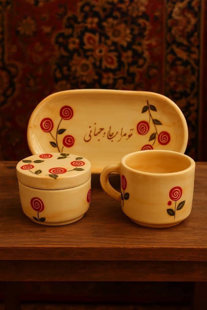 ست سرامیکی “تو مرا جان و جهانی” چای خوری تک نفره