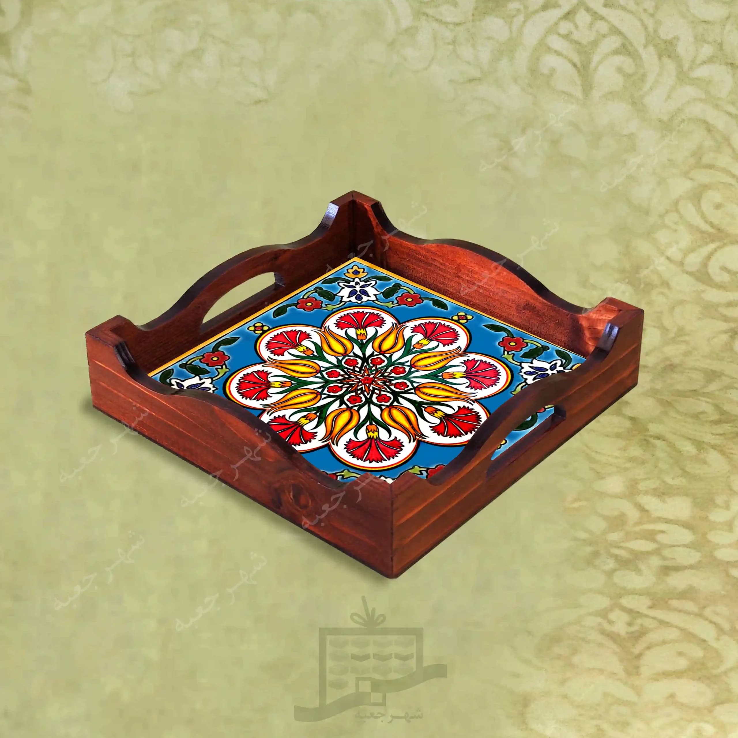 سینی چوبی (طرح R*K36*22) – پذیرایی لاکچری، ضد آب، سنتی، تنقلات، سرو، رزینی
