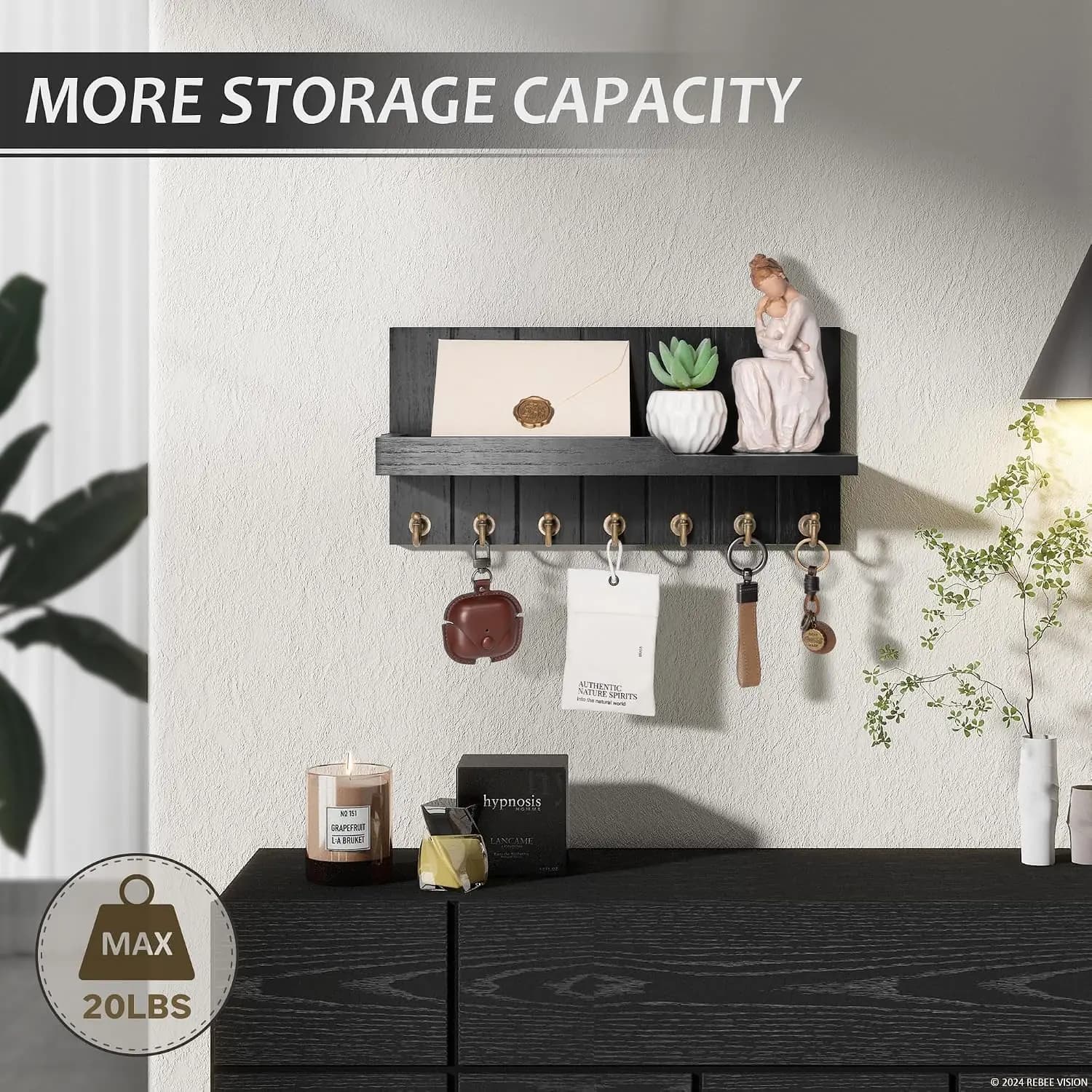 گیره کلید و نظمدهنده نامه دیواری KASTWAVE مدل DW6107 | Rust — تصویر ۲