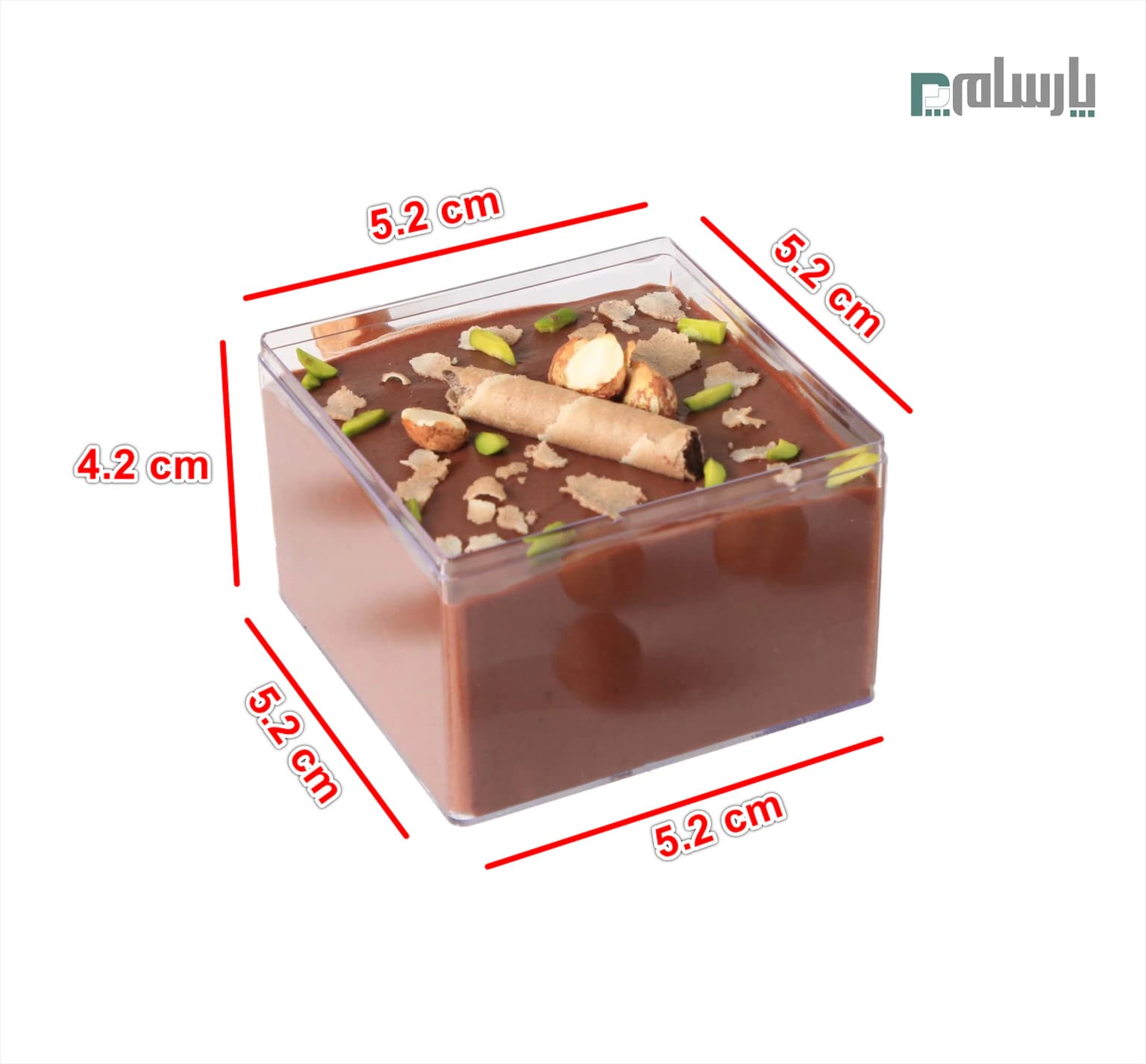 ظرف کریستالی مکعبی شاهان 100 سی سی درب دار شفاف برنا — تصویر ۲