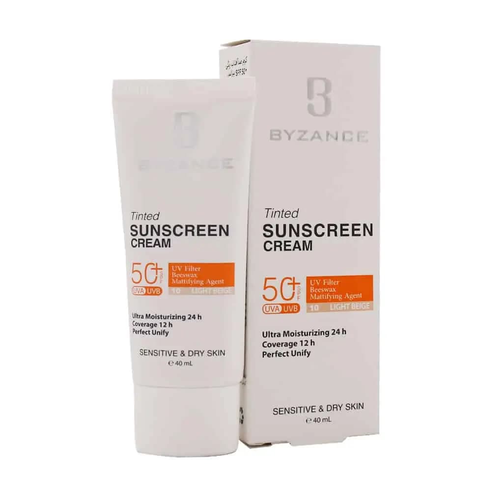 کرم ضد آفتاب +SPF50 مناسب پوست خشک و حساس رنگ بژ روشن بیزانس 40 میلی لیتر — تصویر ۲