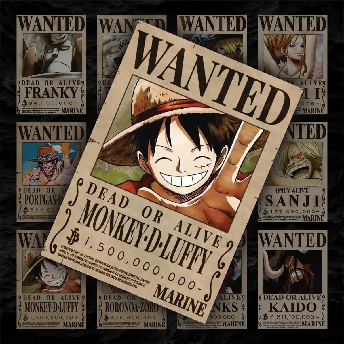 پک پوستر 12 عددی تحت تعیقیب وان پیس (2) | Wanted One piece