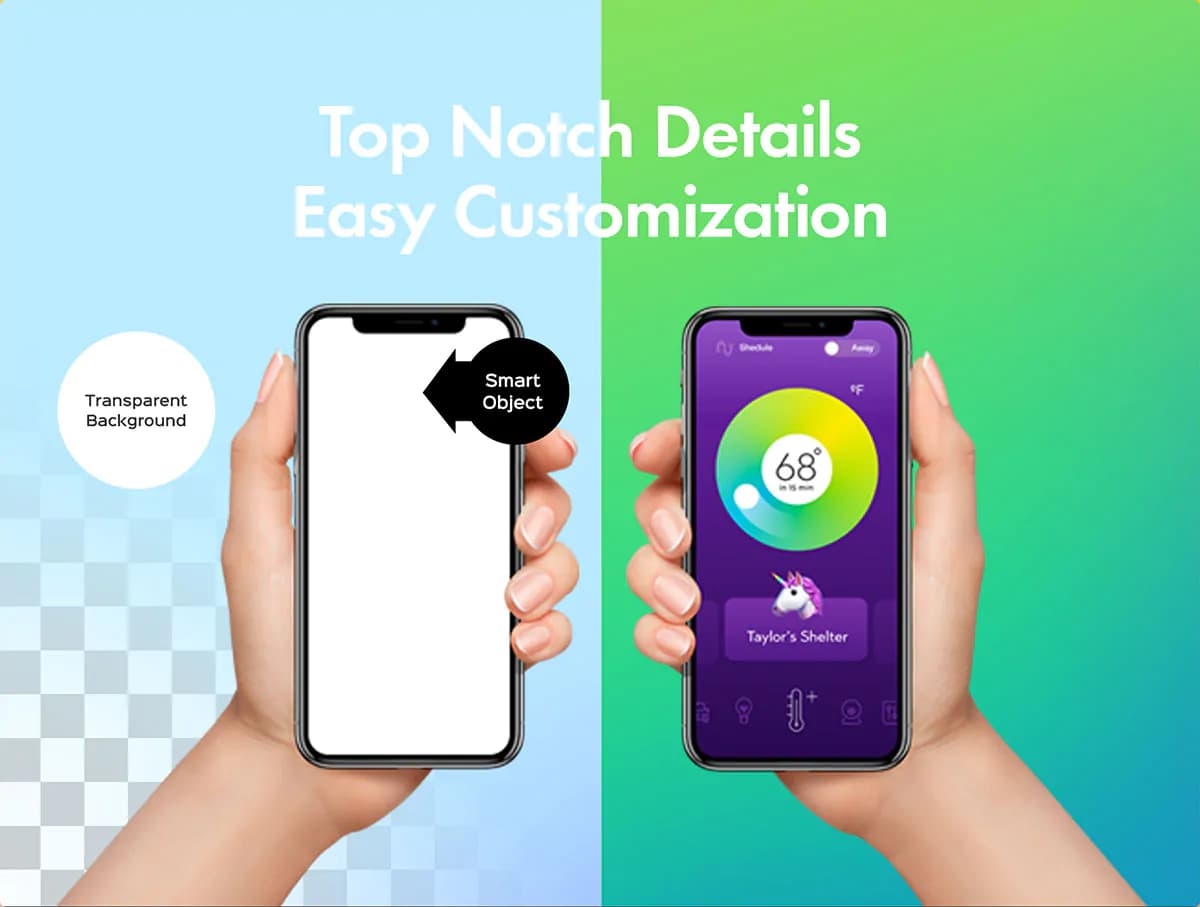 موکاپ گوشی موبایل در دست زن – 7 فایل — تصویر ۴
