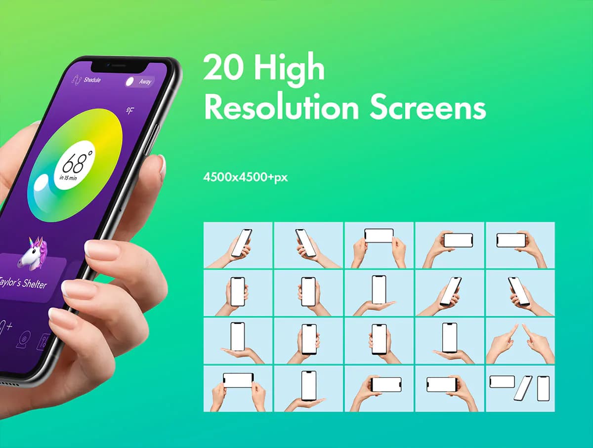 موکاپ گوشی موبایل در دست زن – 7 فایل — تصویر ۲