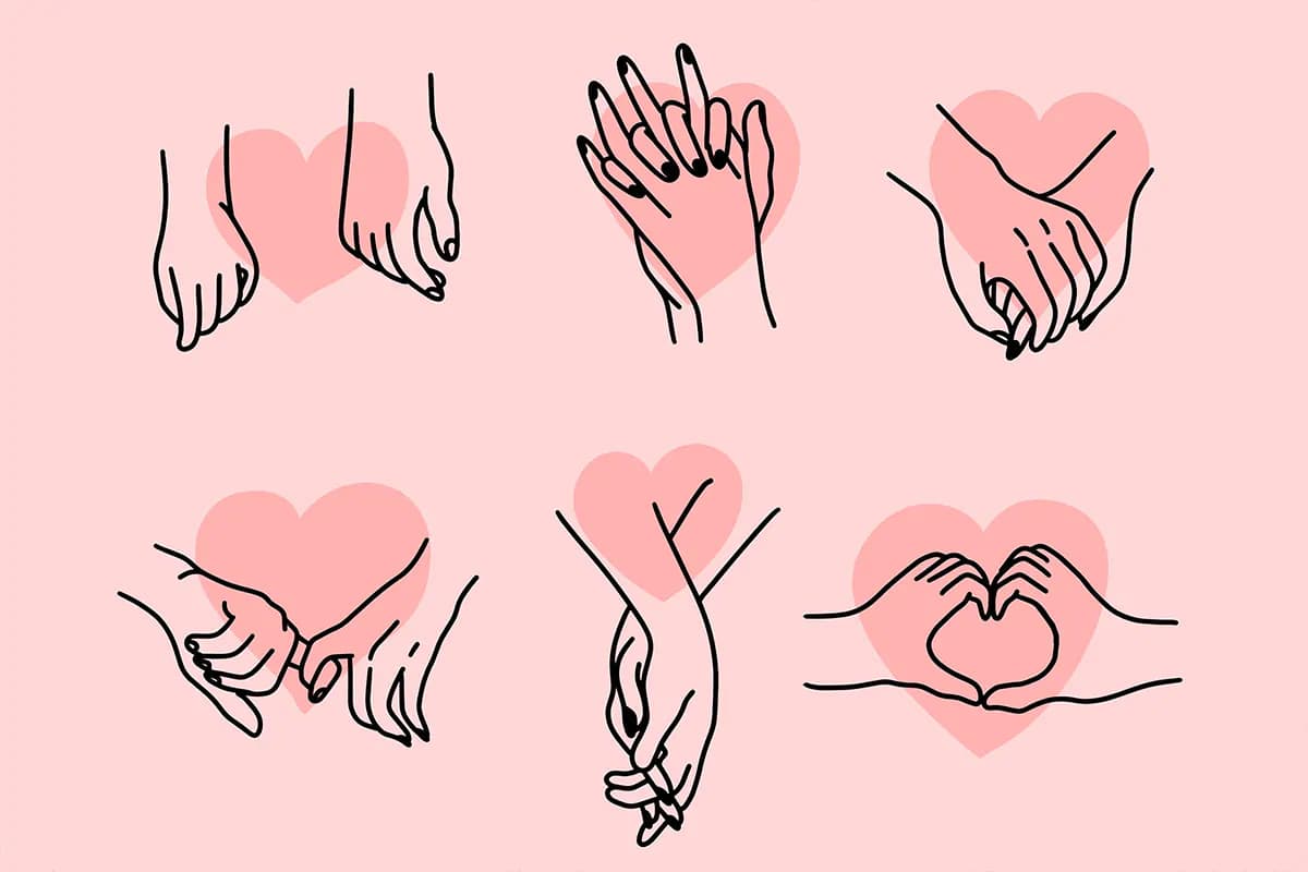 32 طرح وکتور ژست دست و قلب عاشقانه — تصویر ۲