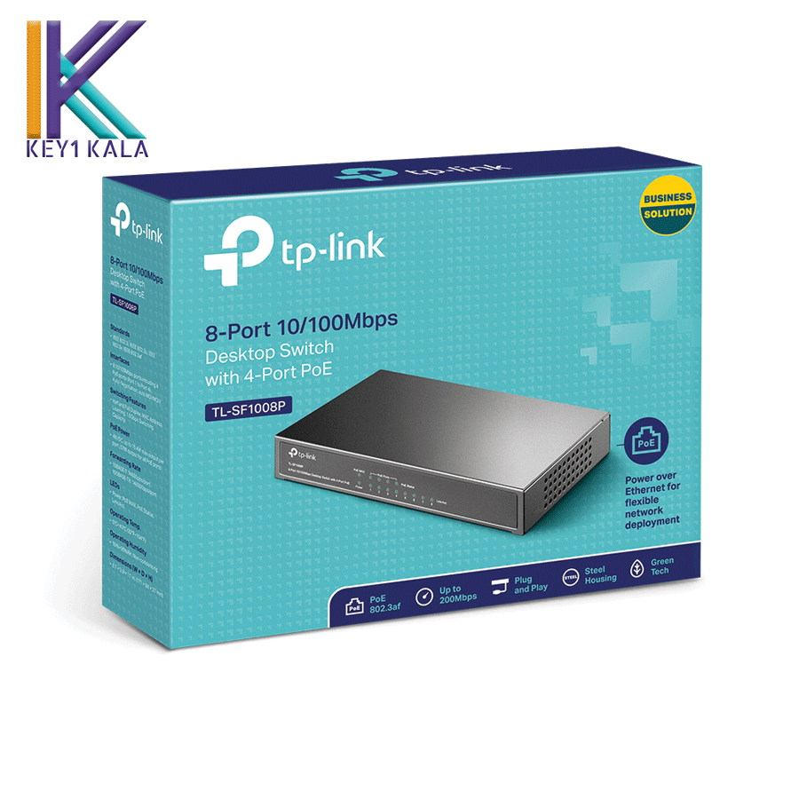 سوییچ 8 پورت مگابیت و دسکتاپ تی پی لینک به همراه 4 پورت POE مدل TL-SF1008P — تصویر ۵