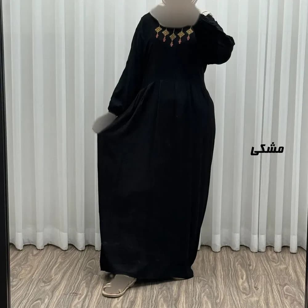 پیراهن ساحلی نخی گلدوزی شده مدل میلان فری سایز مناسب تا 46 با کمربند — تصویر ۲