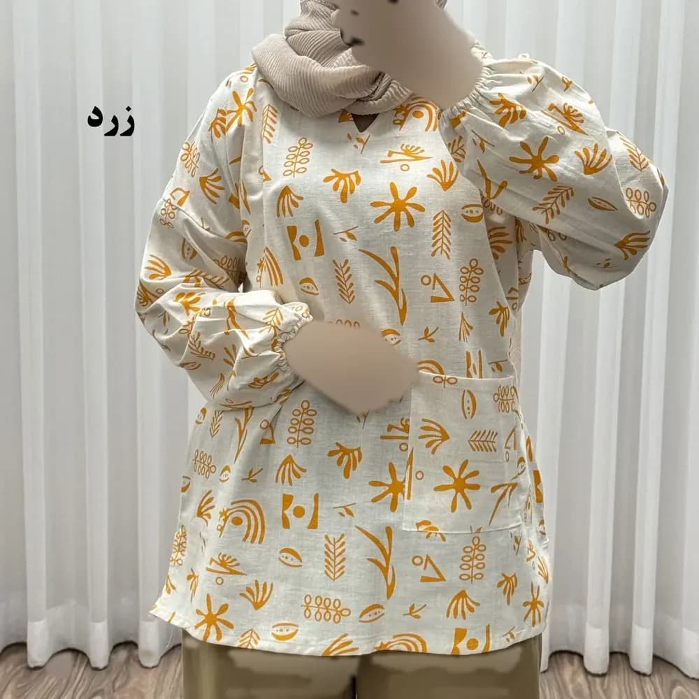 مانتو جلوبسته لینن فری سایز تا 50 کد 1819 زنانه چهارفصل تنخور راحت — تصویر ۵