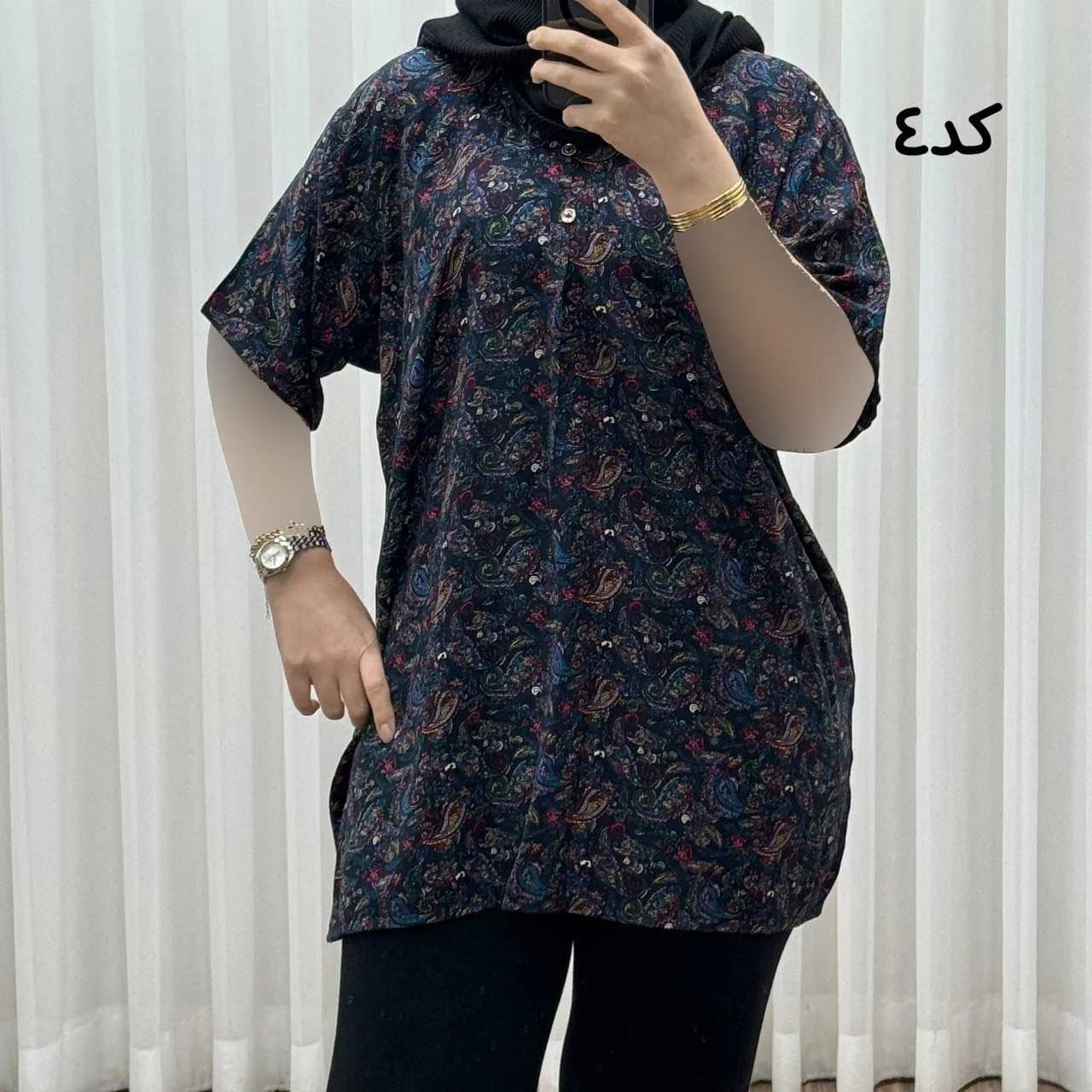 تیشرت نخی فری سایز زنانه مصی کد 1394 تن خور راحت چهارفصل — تصویر ۵