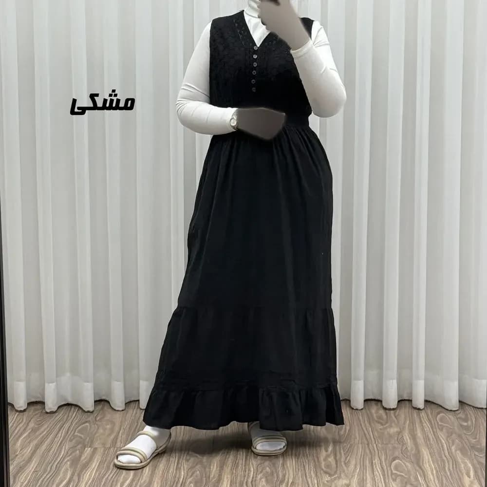 پیراهن ساحلی زنانه مدل سلن جنس نخ تافته سنگشور فری سایز آستردار — تصویر ۳