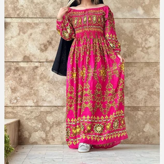 پیراهن کریشه هندی طرح آمیتا فری سایز تا 54 قد 135 شسته شده بدون آبرفت رنگ رفت — تصویر ۳