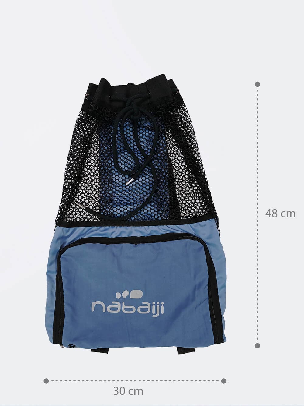 مش بگ ( mesh bag ) آبی رنگ توری برای خشک شدن سریع وسایل استخر ، ساحل و دریا نابایجی ( Nabaiji ) — تصویر ۳