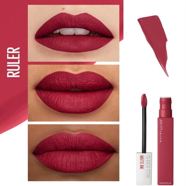 رژ لب مایع مات میبلین مدل سوپر استی رنگ Ruler شماره 80 Maybelline SuperStay Matte Ruler I — تصویر ۳