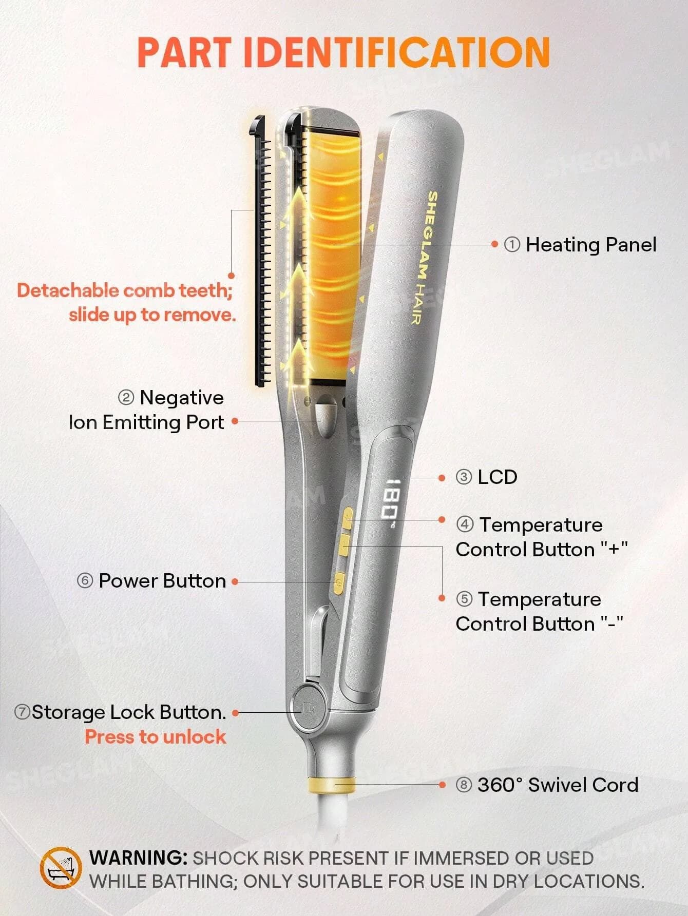 اتو مو صفحه پهن شیگلم مدل Sleek Chic Wide Glide Straightener سایز 38 میلی متر — تصویر ۳