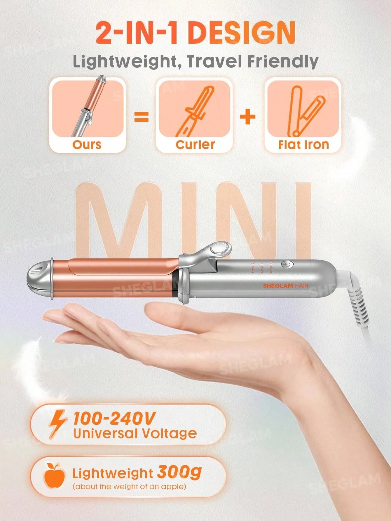 اتو مو و فر کننده مسافرتی شیگلم مدل Travel Buddy Pocket Curling Straightener سایز 25 میلی متر — تصویر ۲