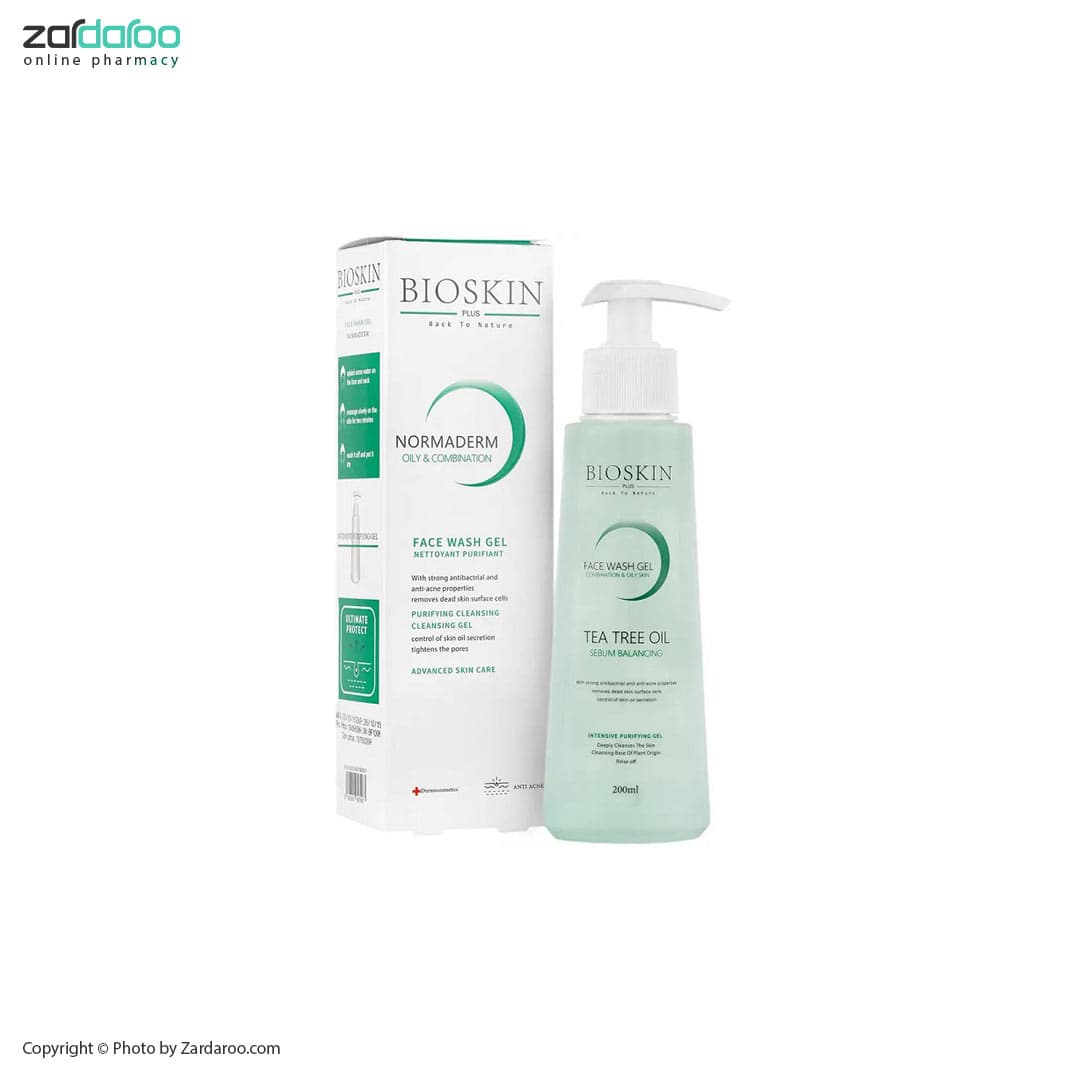 ژل شستشوی پوست چرب حاوی روغن درخت چای بایو اسکین Bio Skin