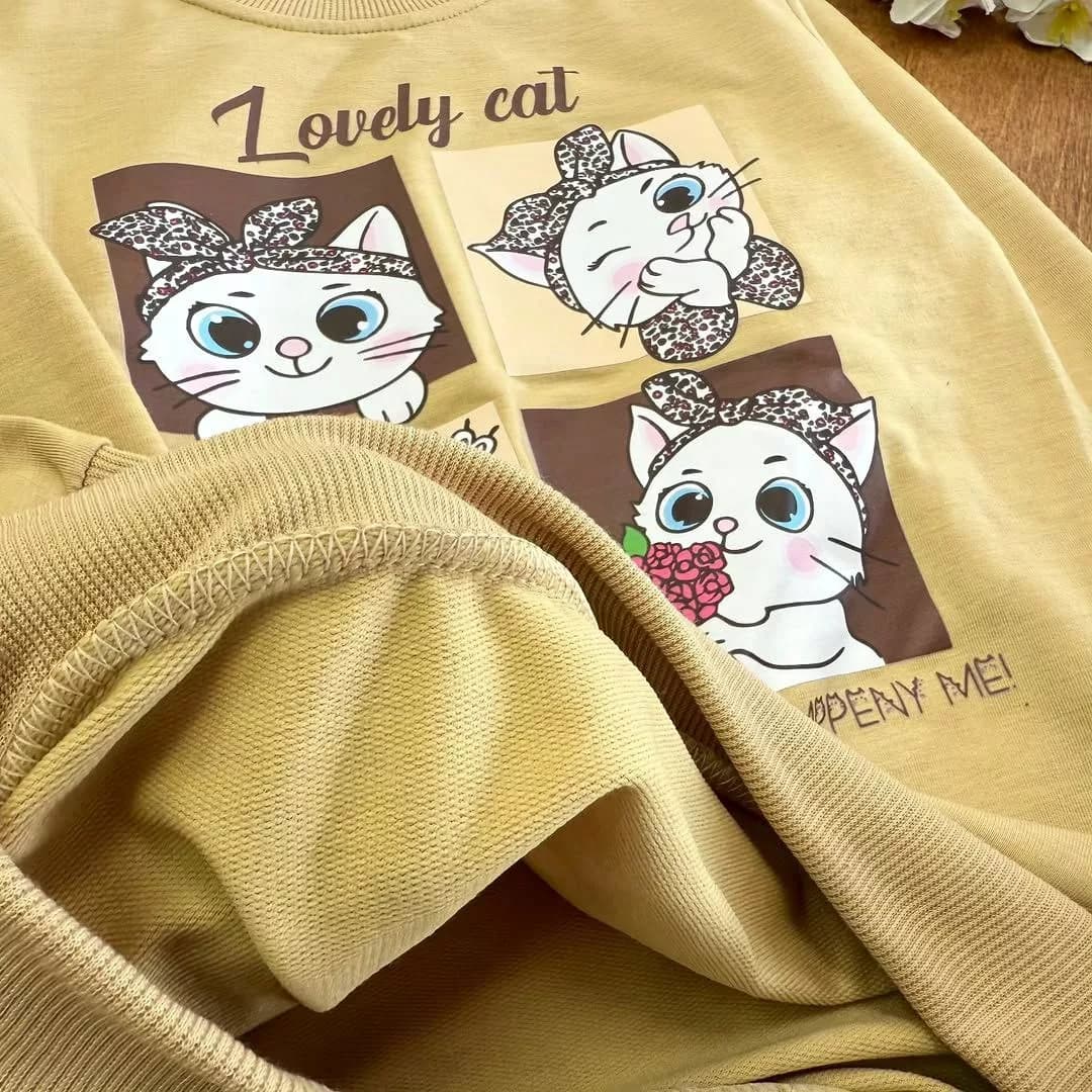 بلوز شلوار گربه پاپیونی پلنگی lovely cat سایز ۵۰ تا ۶۰ کد ۵۴۸۵ — تصویر ۳